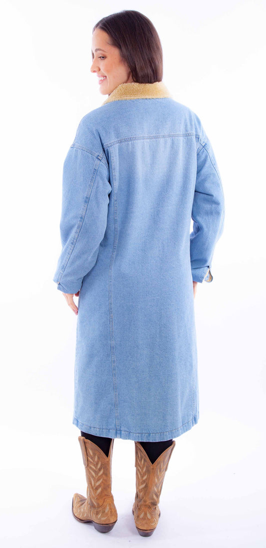 Long Denim Jacket W/sherpa Lining - HC902