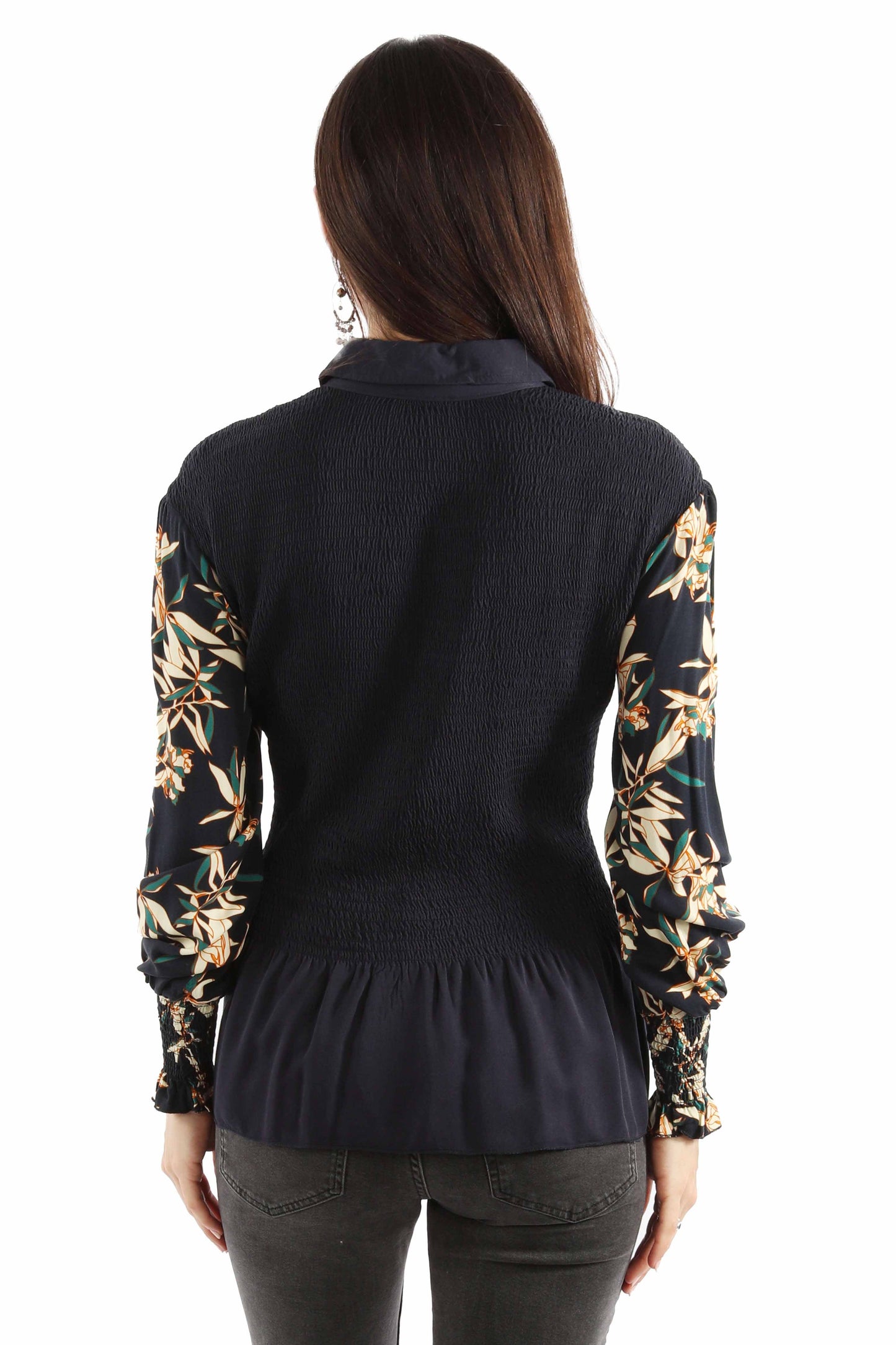 Peplum Blouse Smocked Bodice - HC911