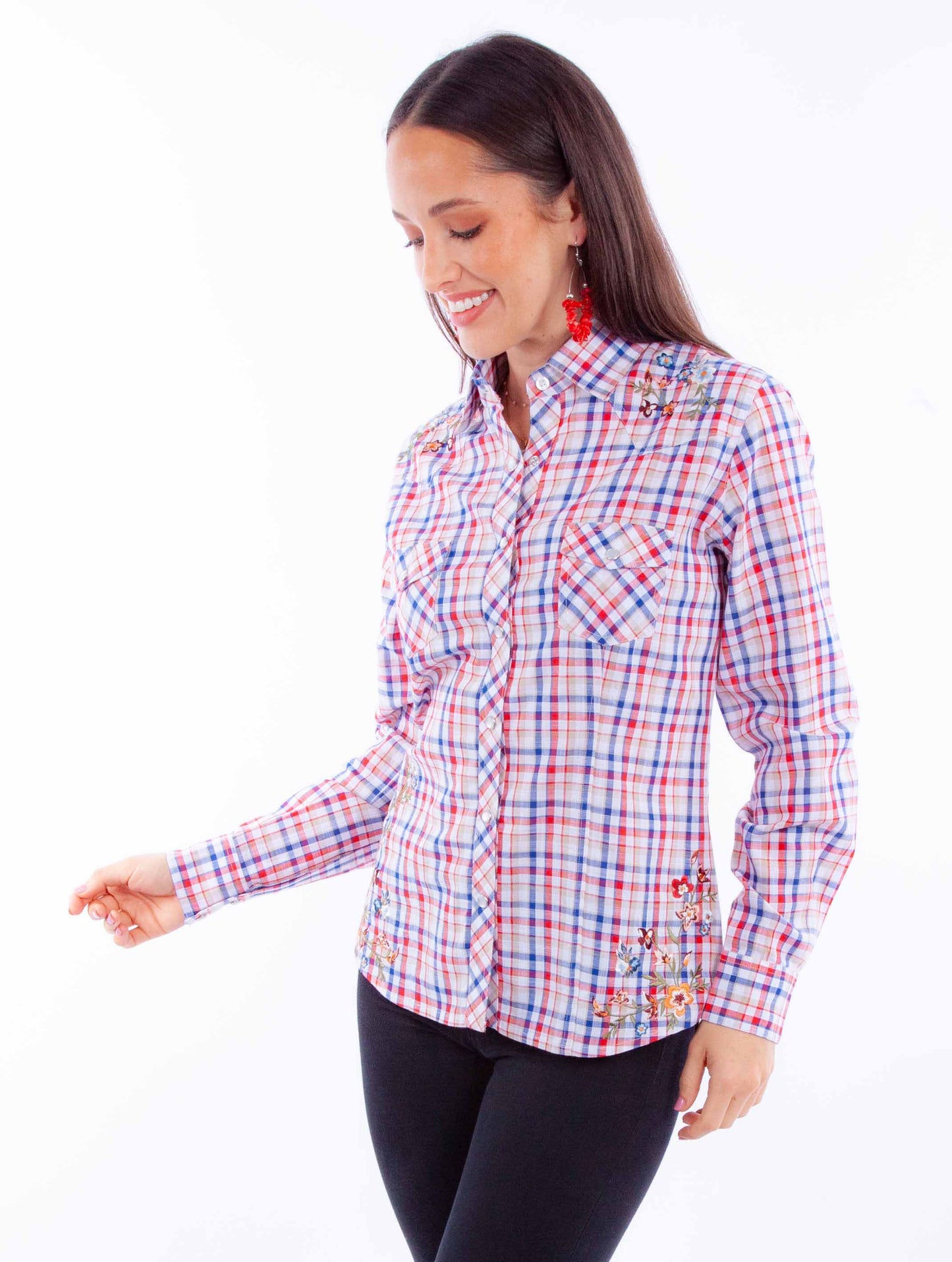Vintage Y/d Check Top W/embroidery - HC924