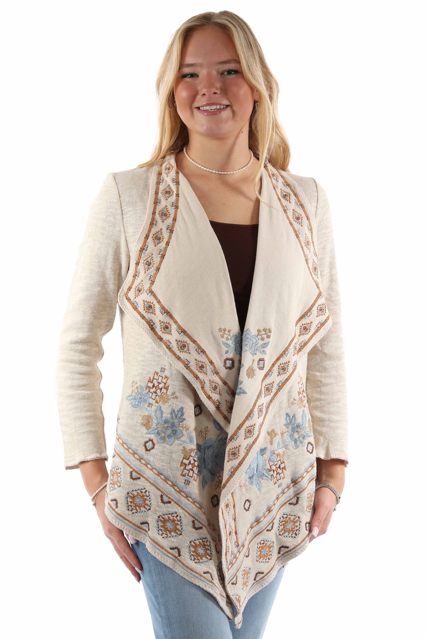 Waterfall Front Emb. Sweater - HC940