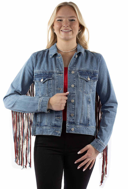 Denim Jacket W/vintage Fringe Colors - HC943
