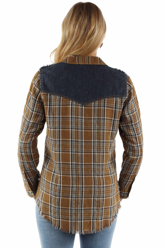 Plaid Shirt W/denim Yokes - HC952