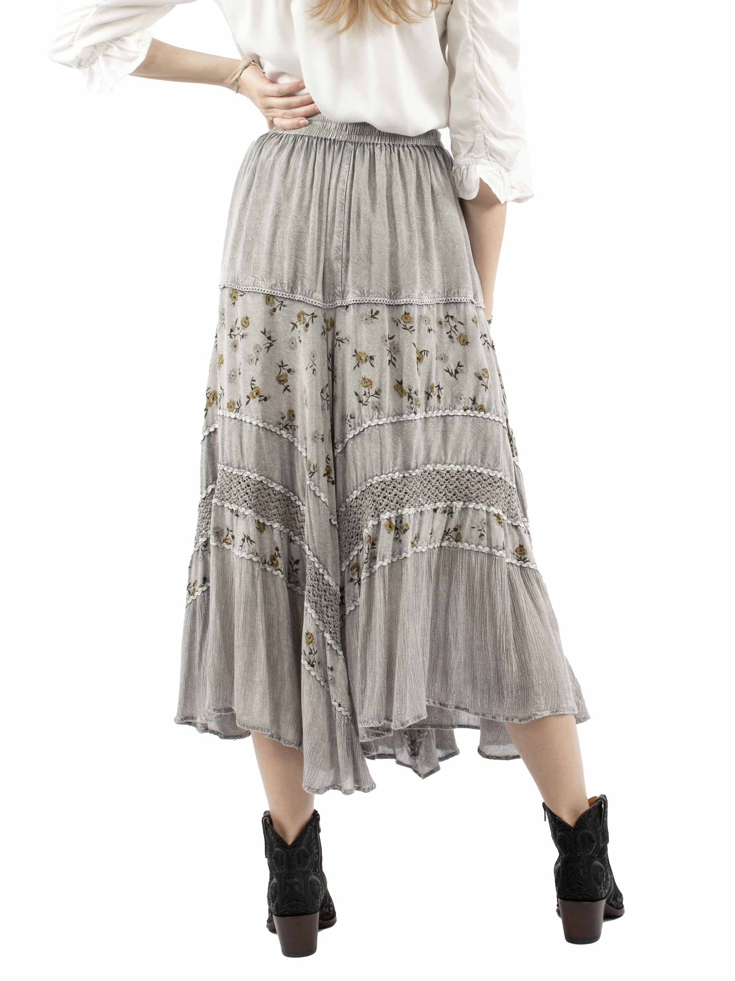 Rose Print Rayon Skirt - HC958