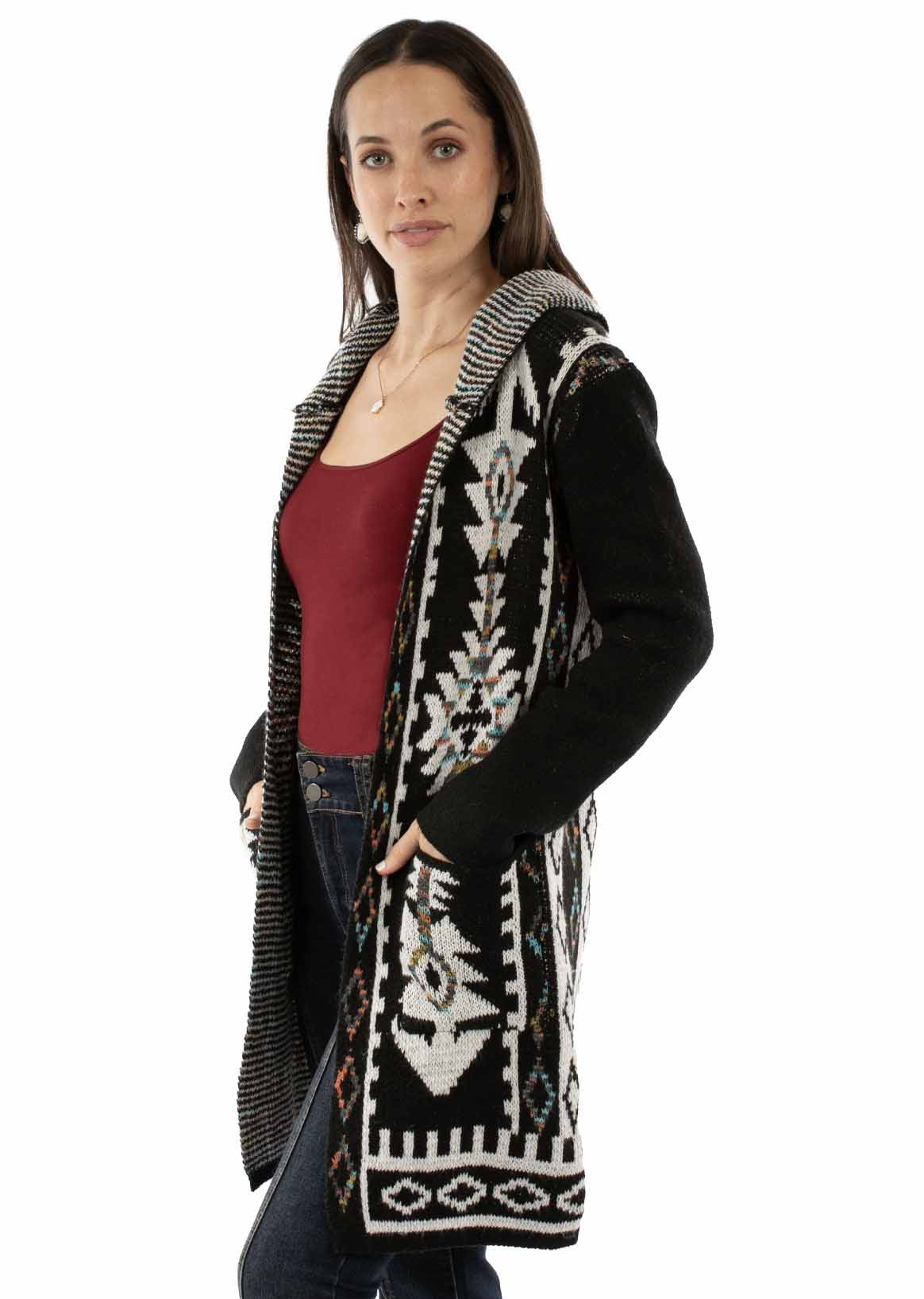 Hooded Open Front Duster Cardigan - HC970