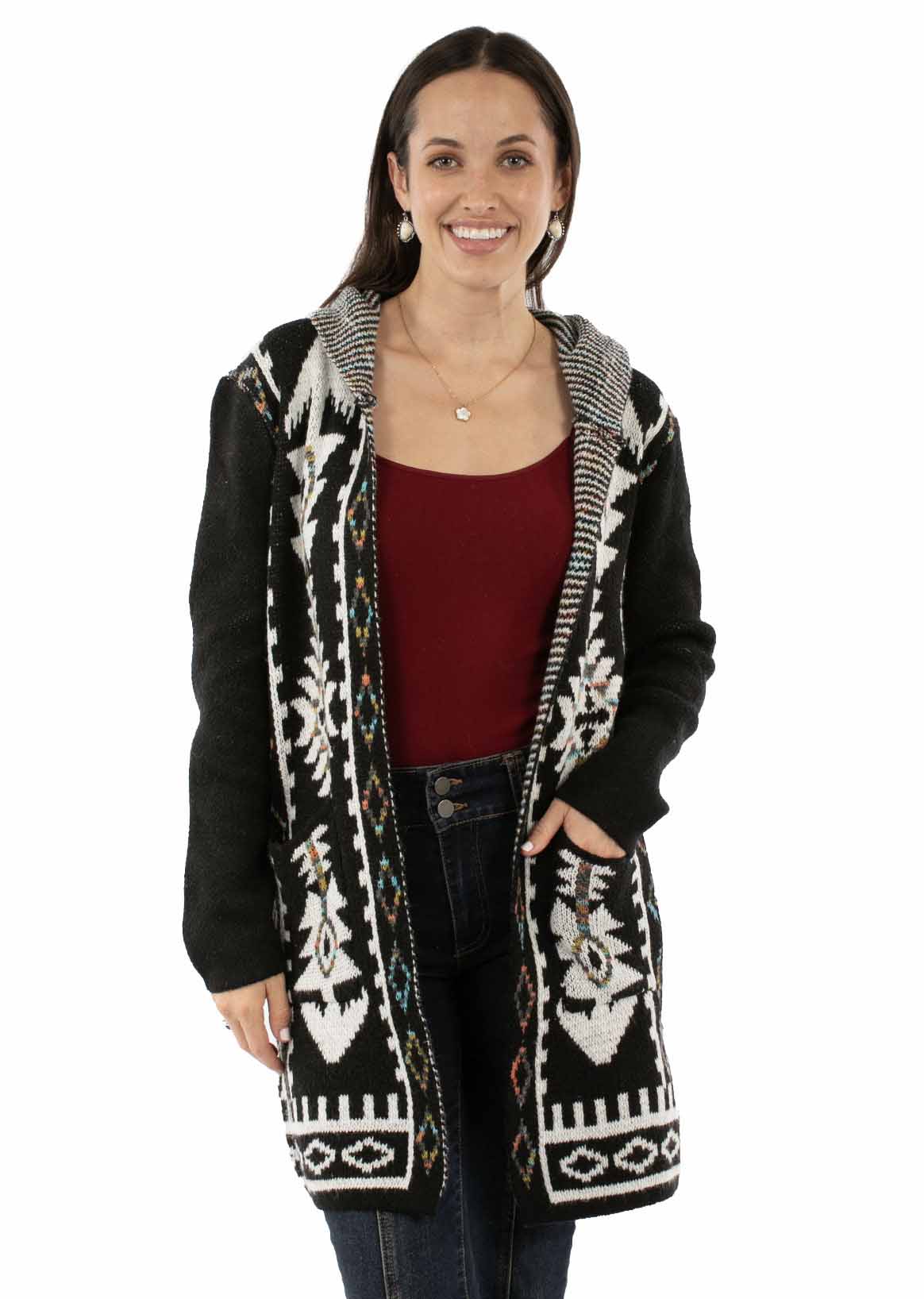 Hooded Open Front Duster Cardigan - HC970