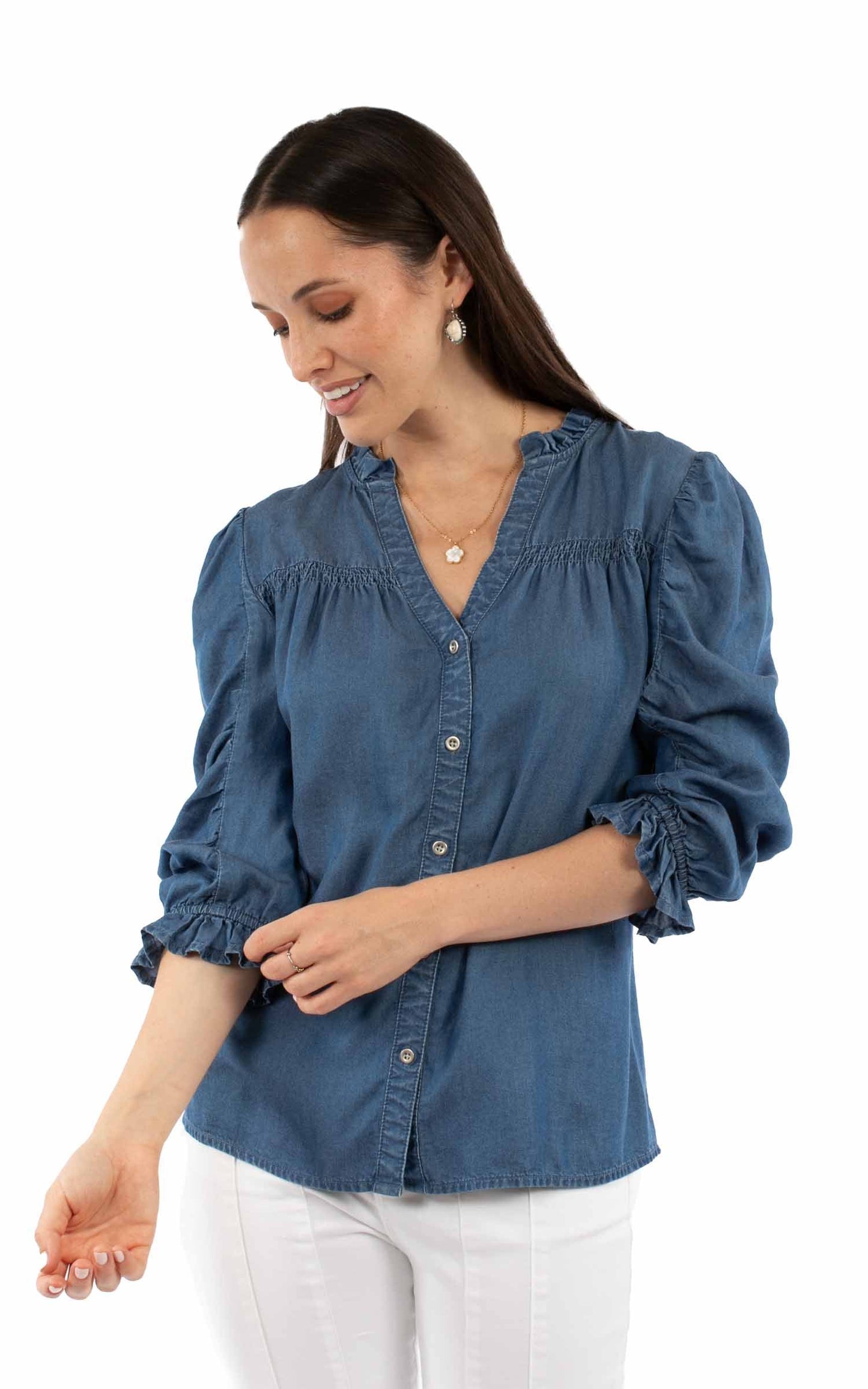 Button Front Blouse - HC974