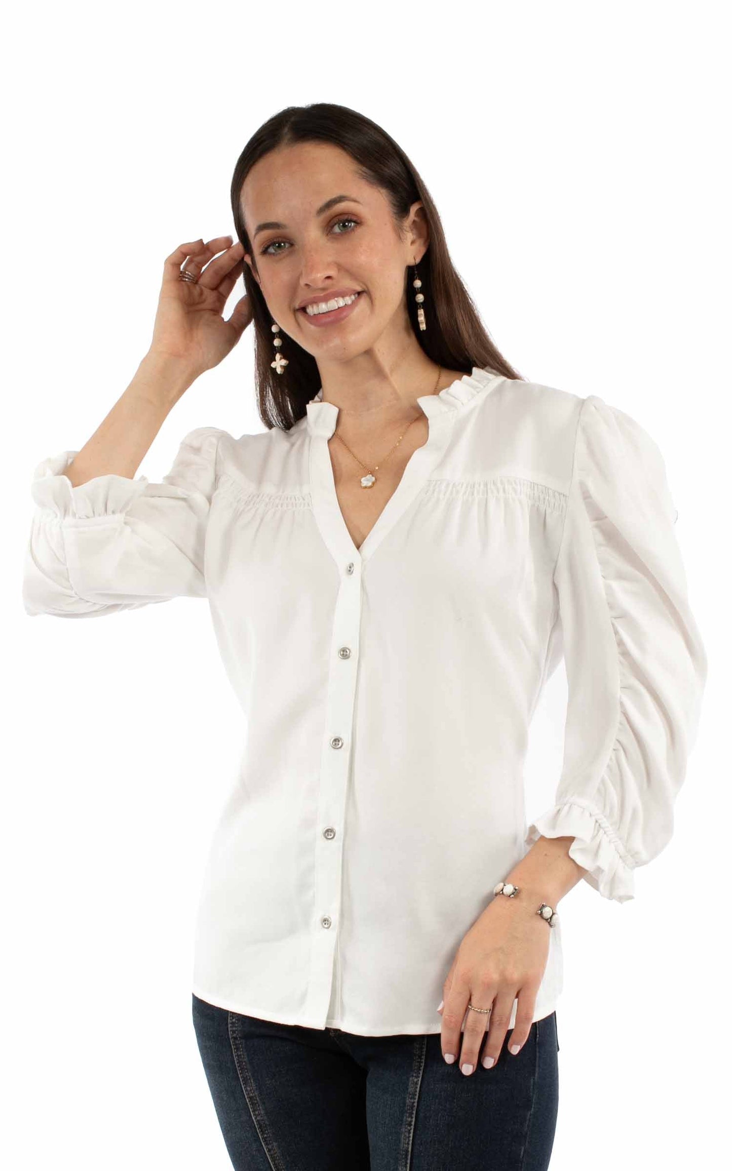 Button Front Blouse - HC974