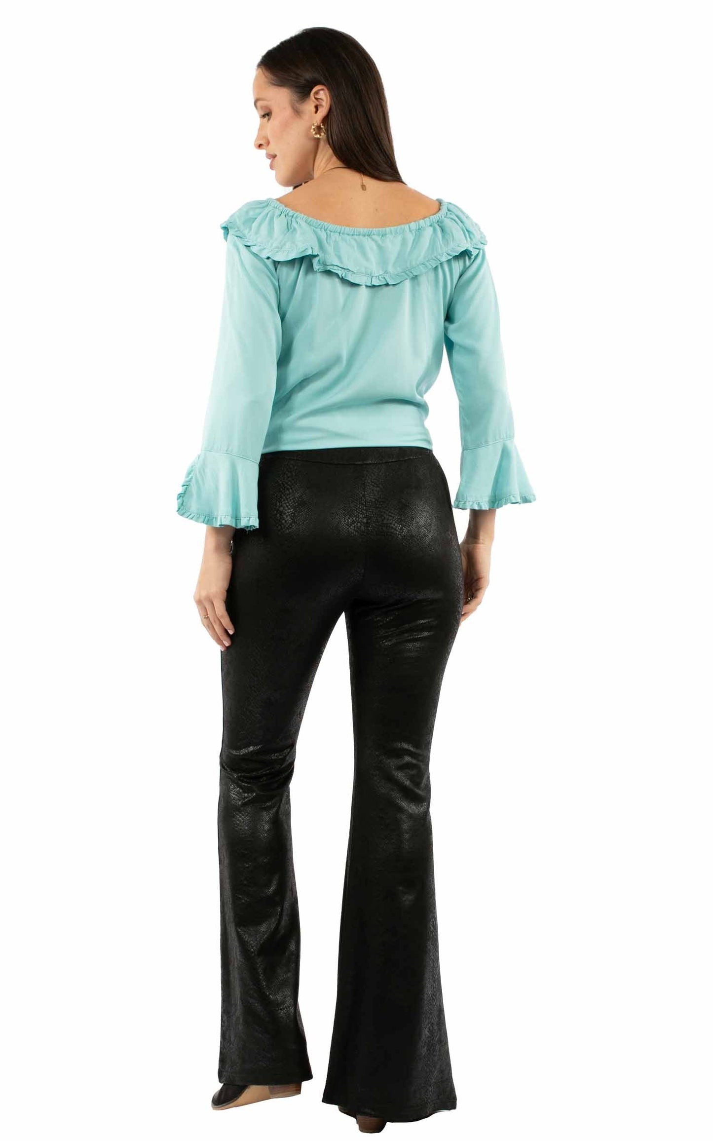 Snake Print Microfiber Bell Pants - HC993