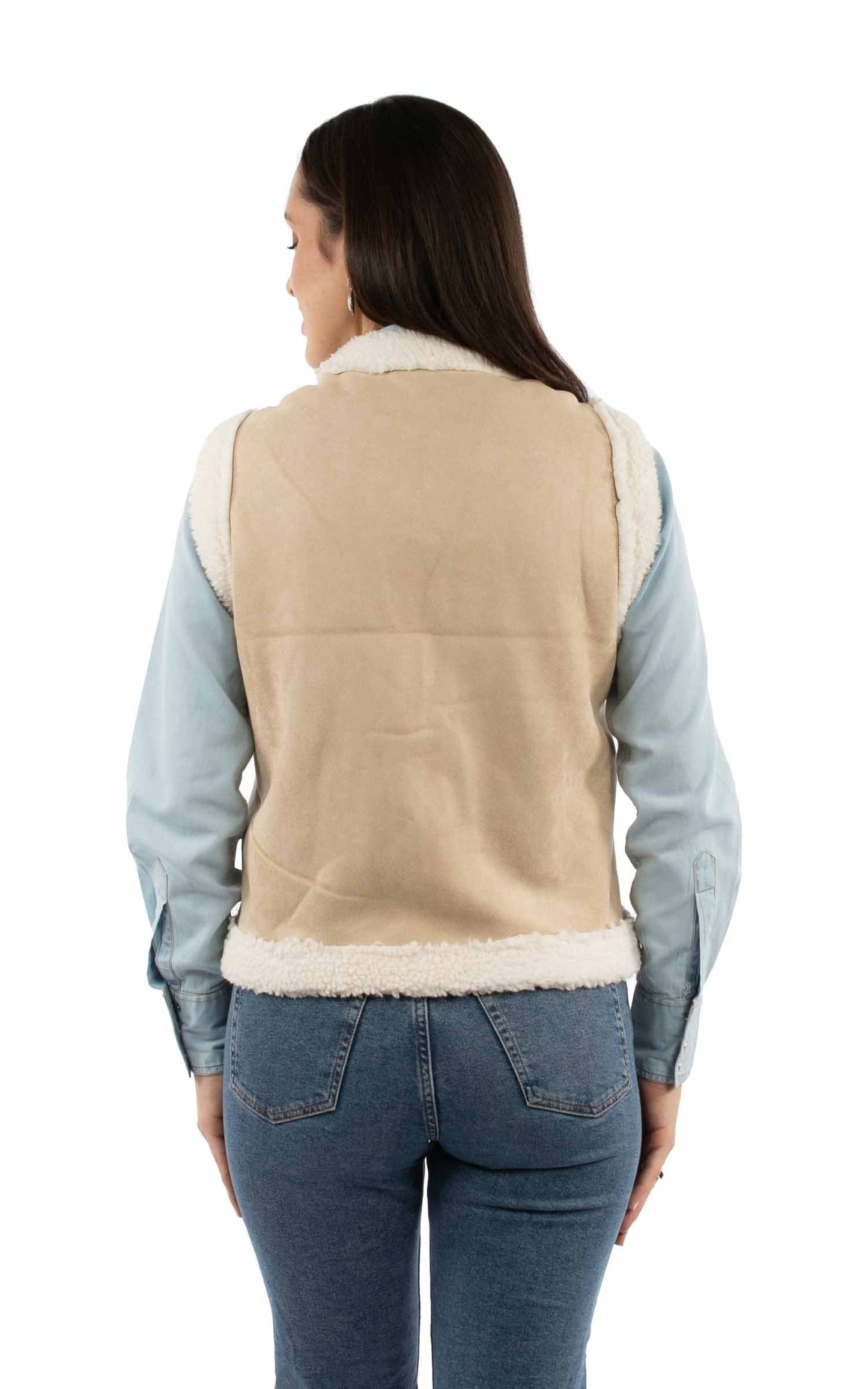 Paisley Emb. Faux Sherpa Vest - HC997