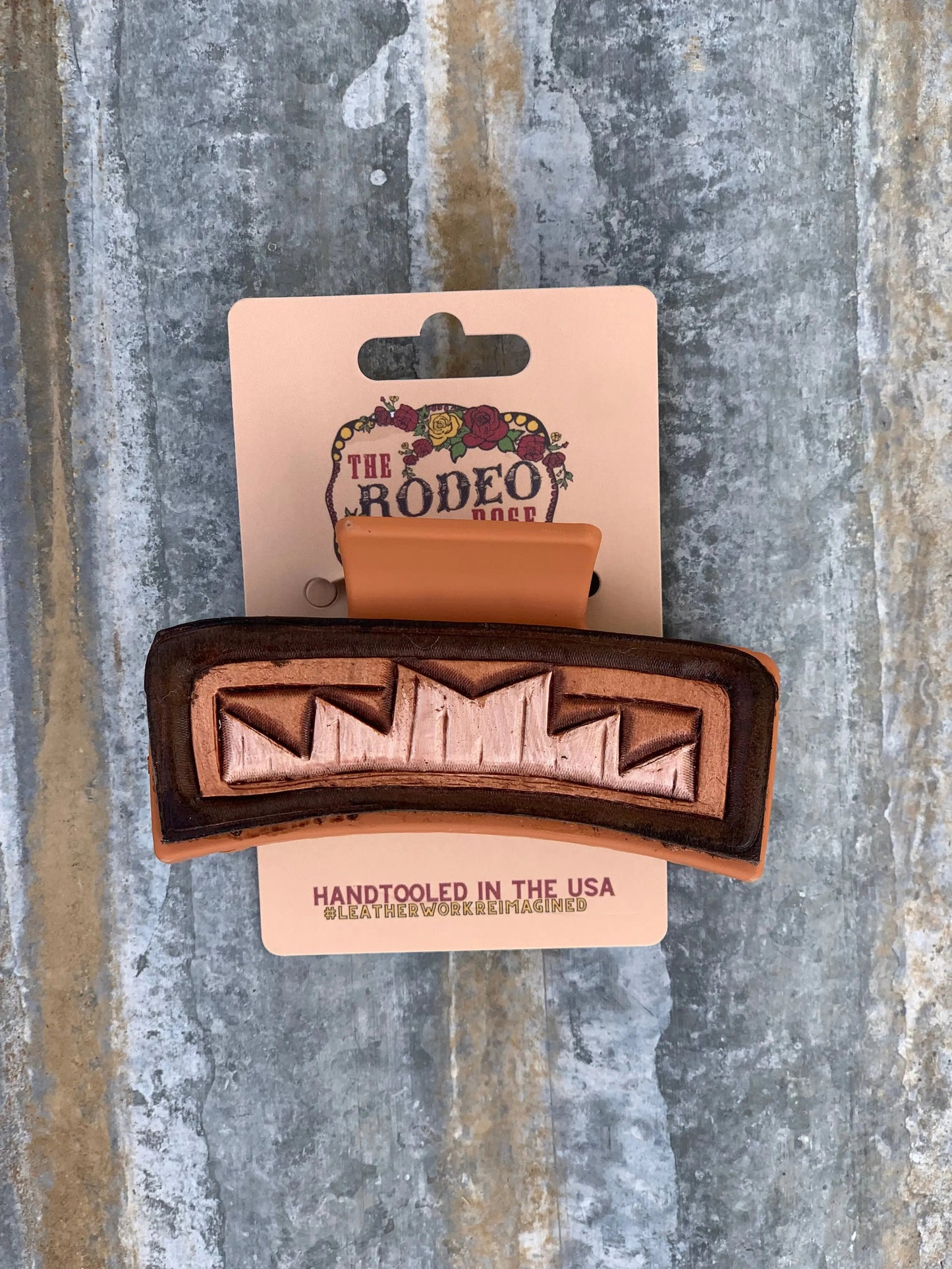 Handtooled Leather Hair clip Southwest