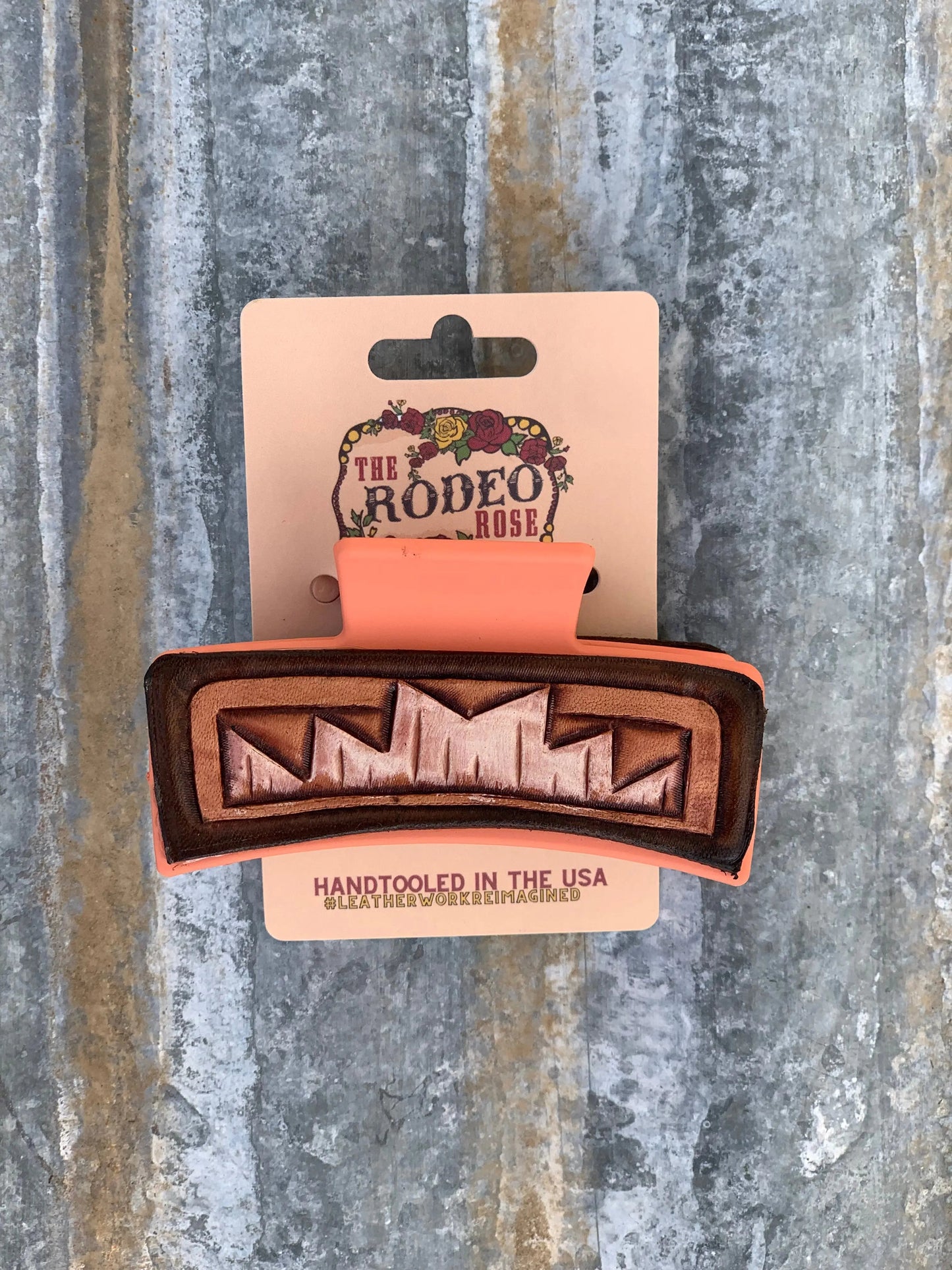 Handtooled Leather Hair clip Southwest