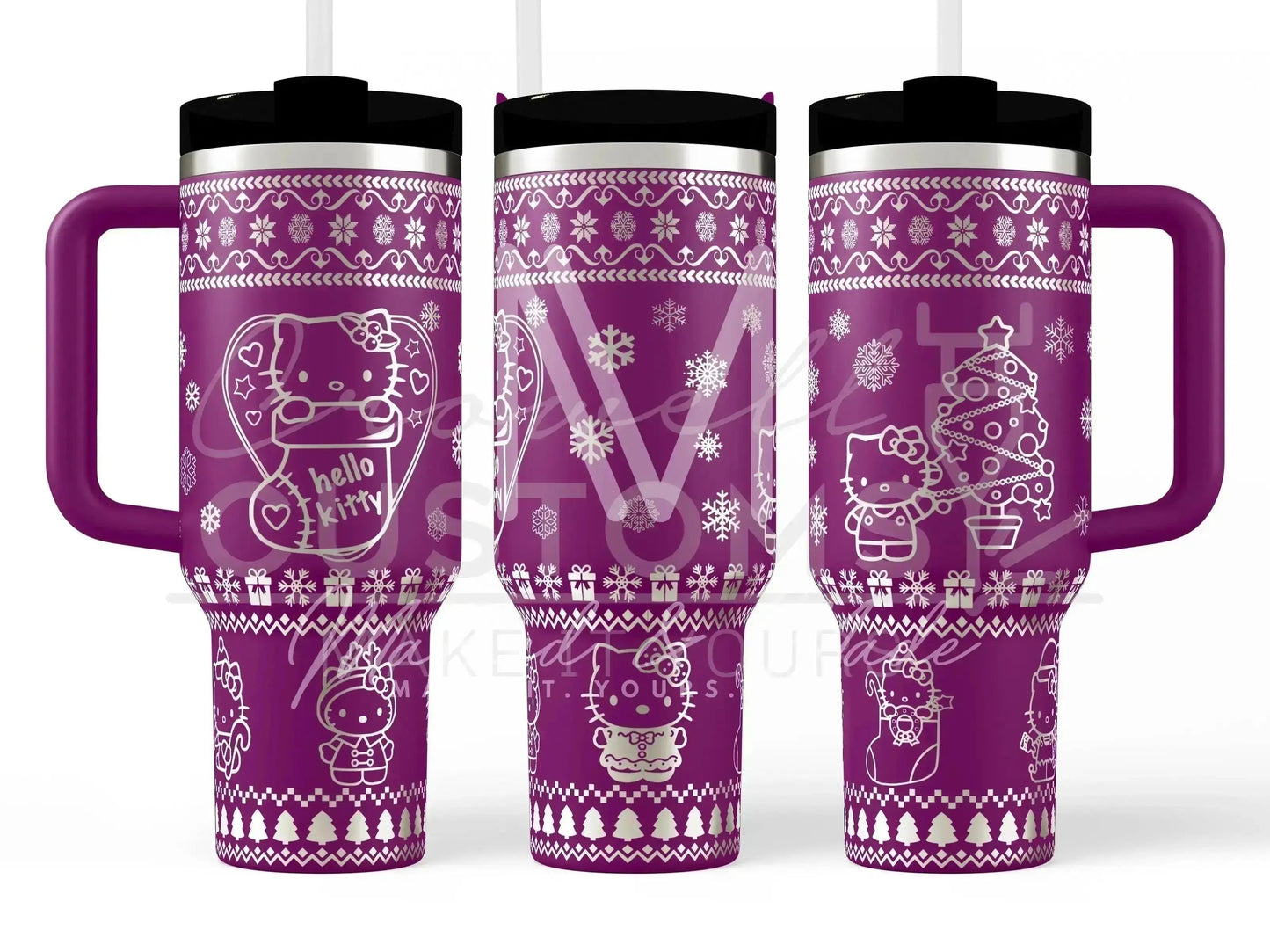 Hello Kitty - Ugly Sweater Christmas  Engraved Tumbler  | 40oz
