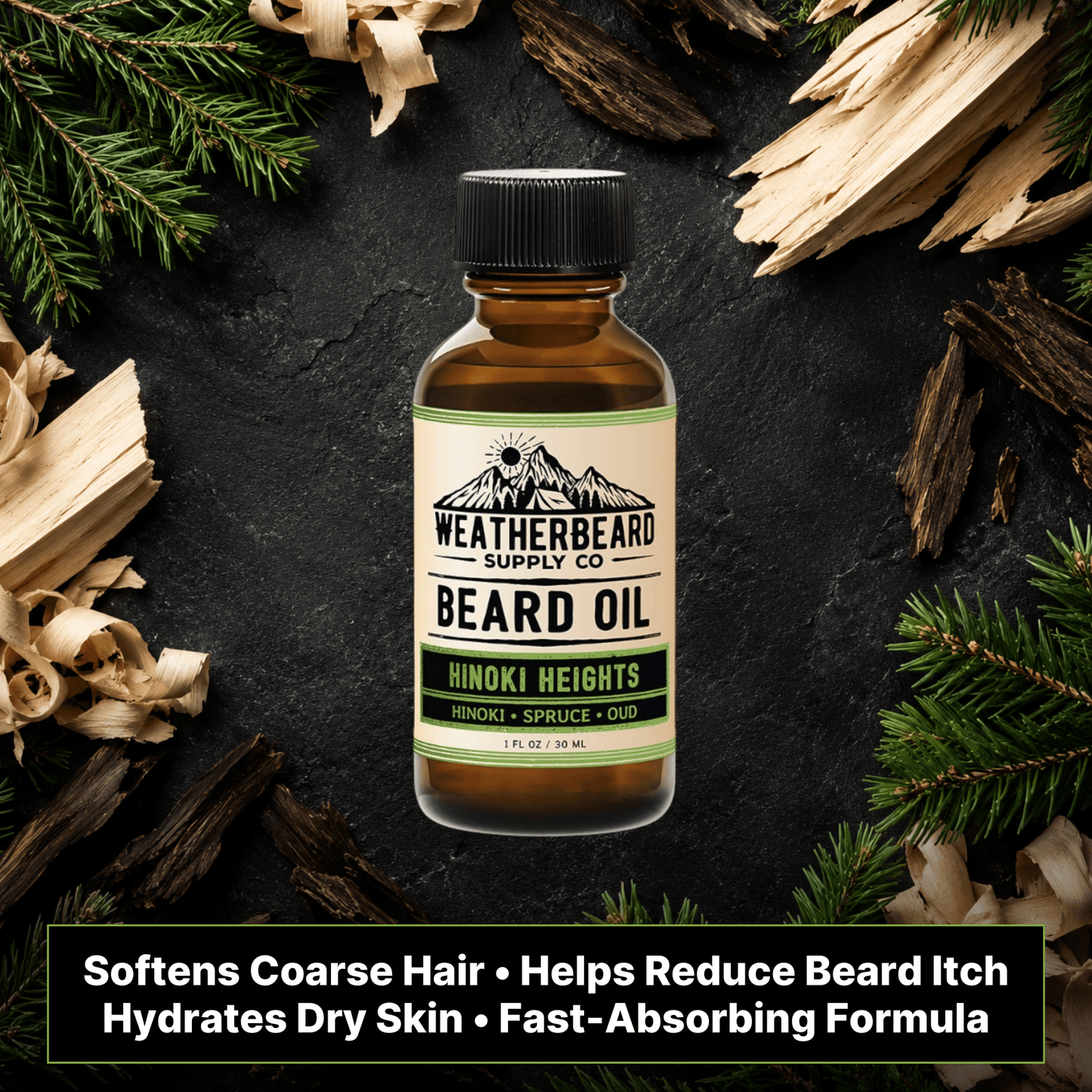 Hinoki Heights Beard Oil - Hinoki, Spruce, Oud