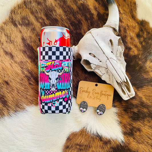 Hot Cowgirl Summer Slim Can Cooler Western Koozie