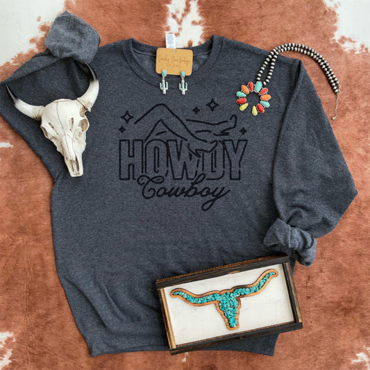 Howdy Cowboy Graphic Western Sweatshirt