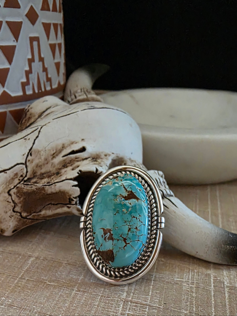 RENELL PERRY CHACO LARGE OVAL TURQUOISE RING