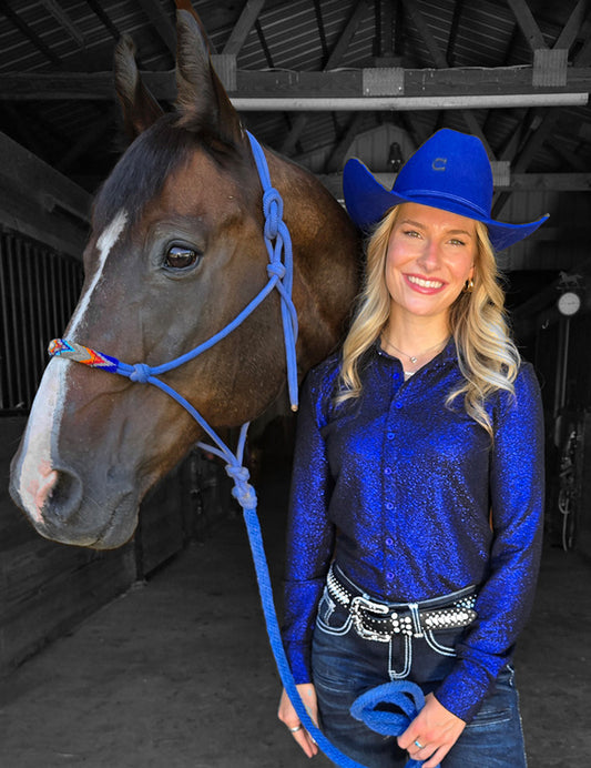 Beautiful Indigo Shimmer Stretch Jersey Lightweight Pullover Button Up