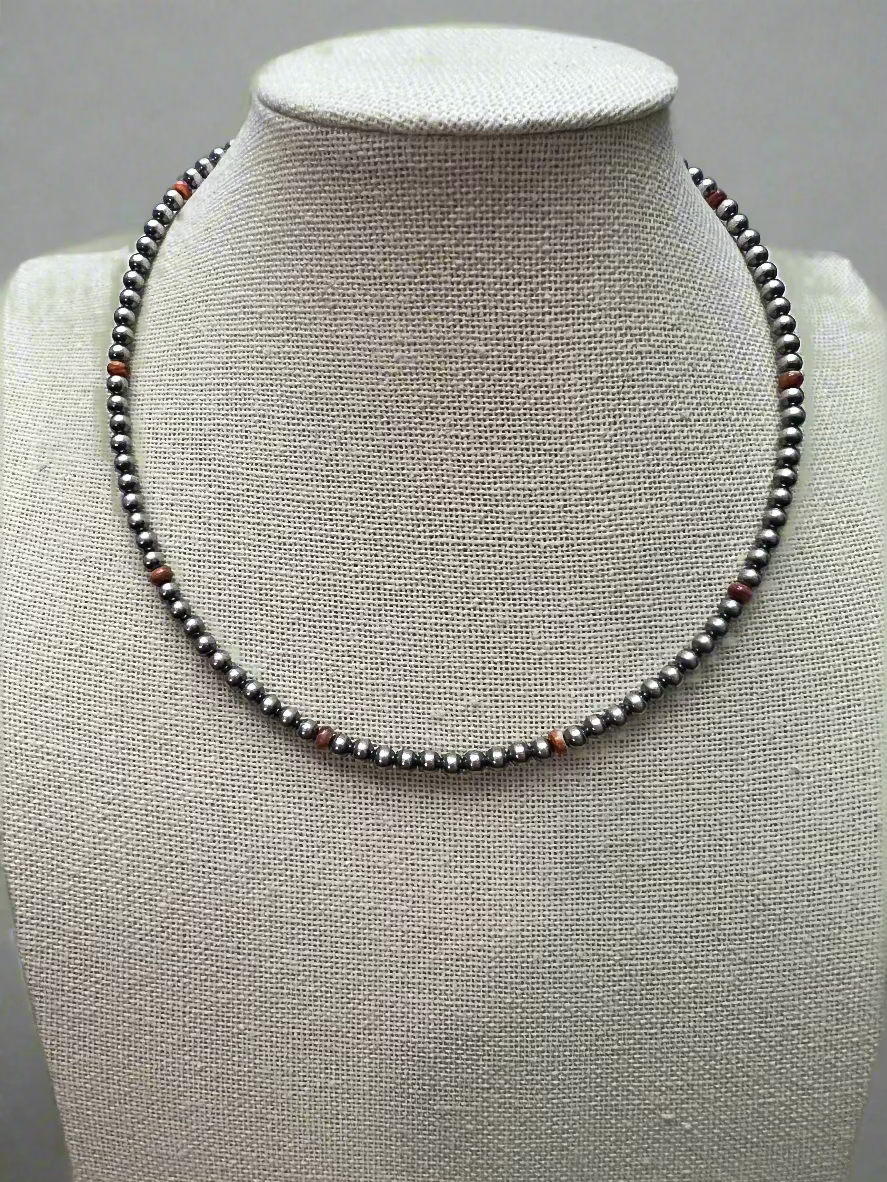 4mm Sterling Pearl choker with spiny oyster