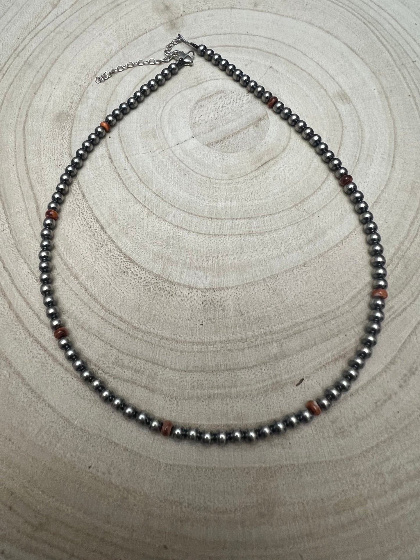 4mm Sterling Pearl choker with spiny oyster