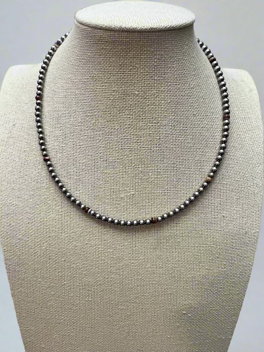 4mm Purple spiny and Sterling Pearl choker - 14 inch