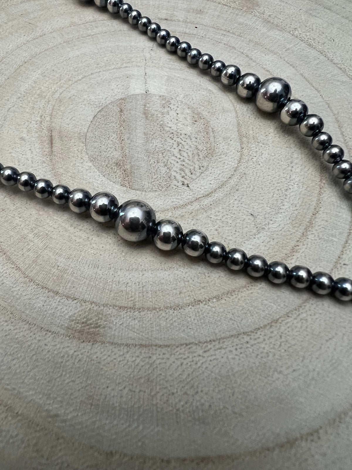 Graduated Sterling Pearl Lariat Necklace — 18 inch (with 4 inch drop, 4-5-6-8mm graduated)