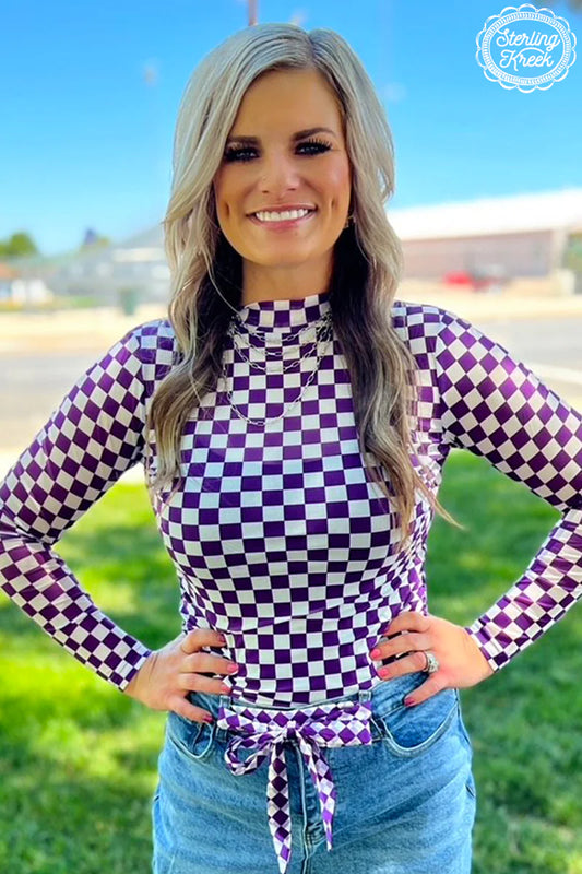 Pep Rally Mesh Top Purple and White