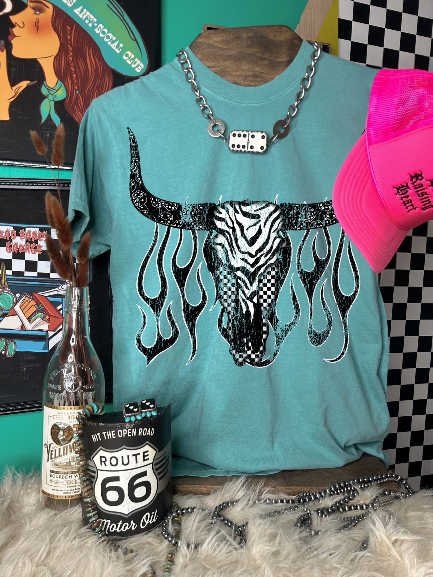 Flamin Dice Bullskull Tee