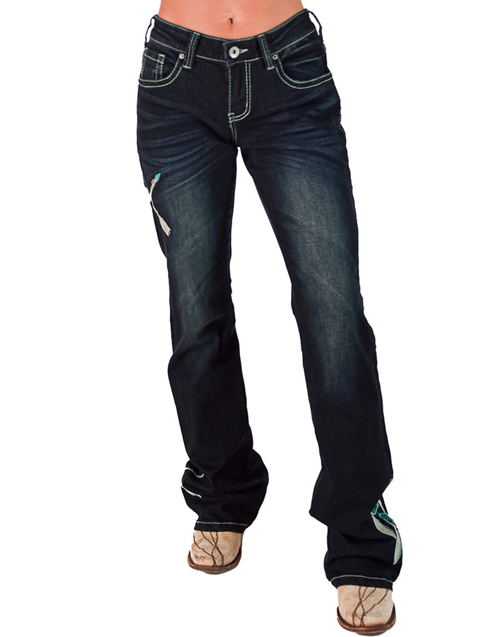 Turquoise Dreamcatcher Cowgirl Tuff Jeans