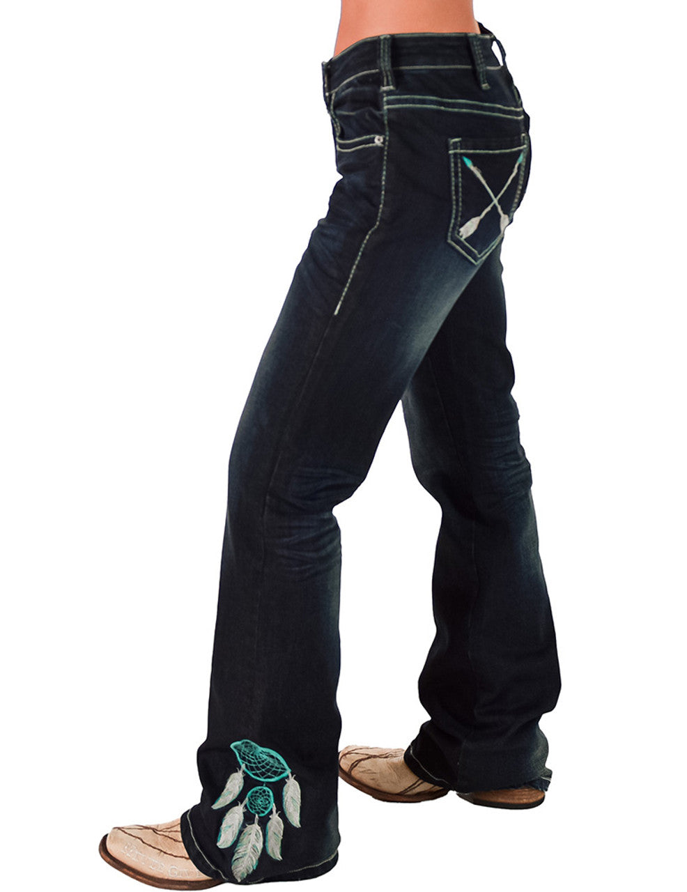 Turquoise Dreamcatcher Cowgirl Tuff Jeans