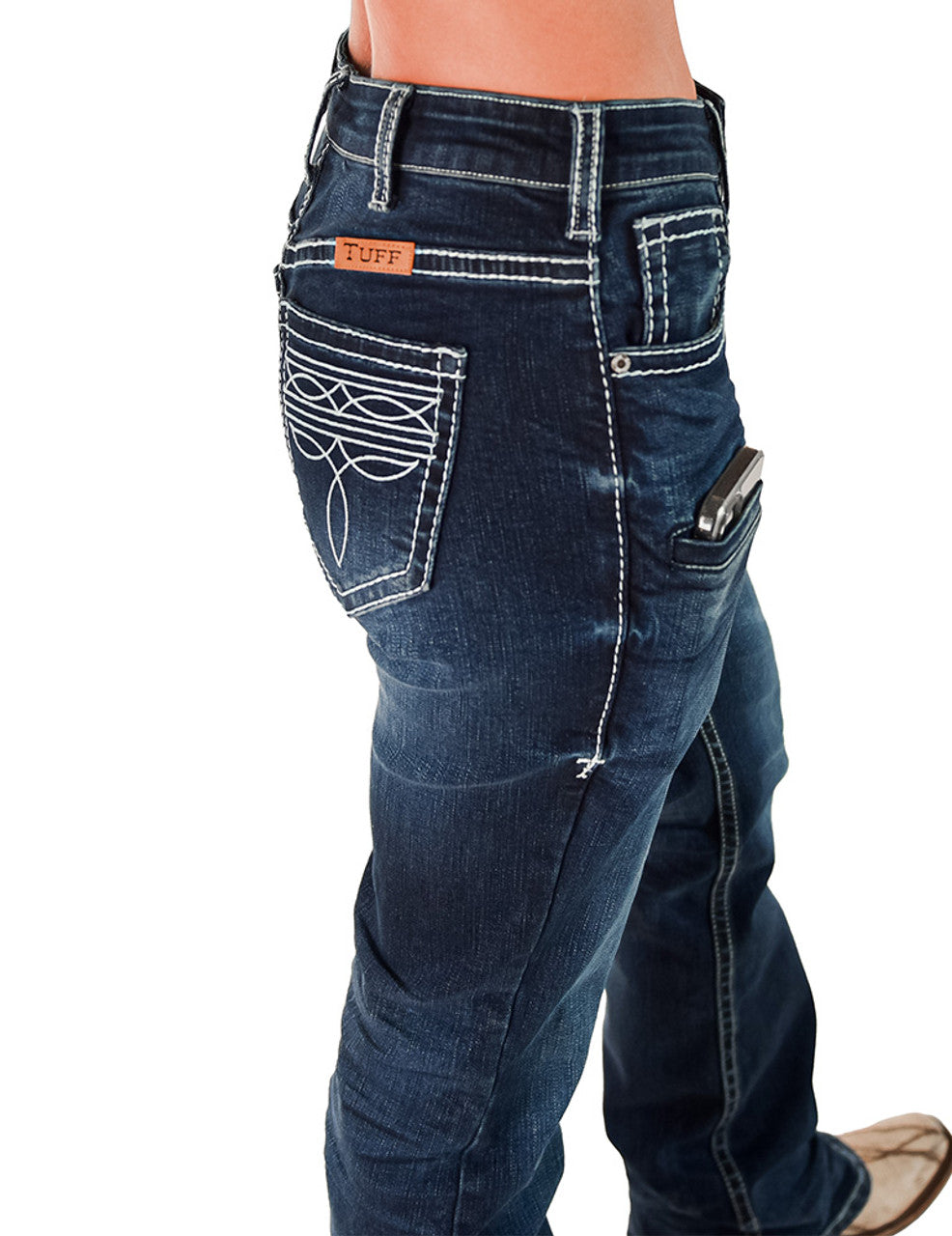 Boot Stitch White Cowgirl Tuff Jeans