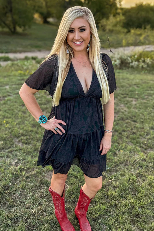 Tooled in Black Dress