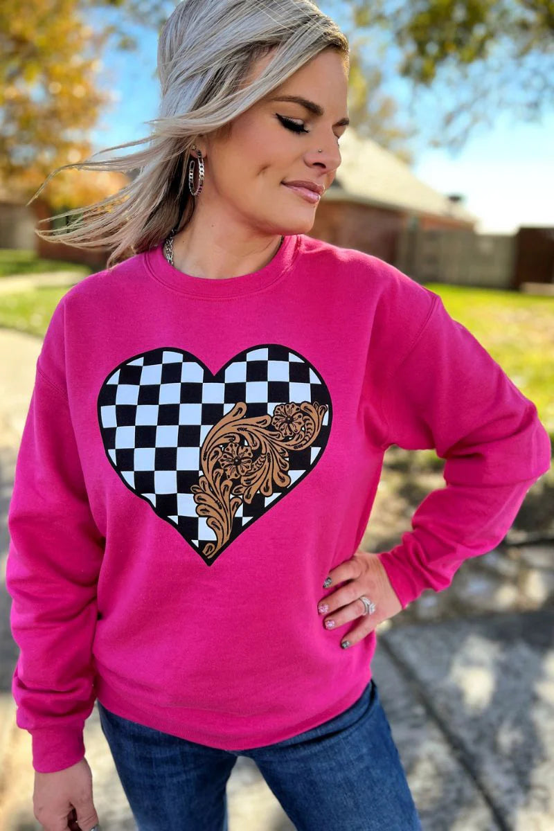 Checked In Love  Pullover