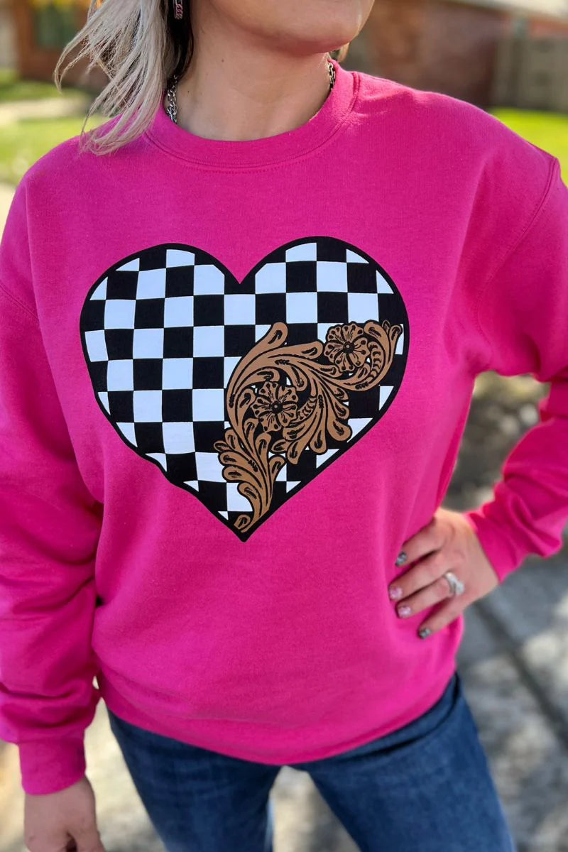 Checked In Love  Pullover