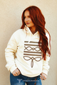 Lucky & Blessed Cream Oversized Hoodie W Camel Boot Stitch Embroidery Plus Size
