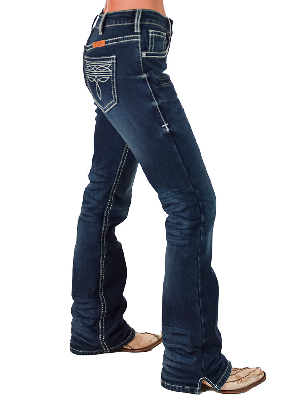 Flannel white Boot stitch.  Cowgirl Tuff Jeans