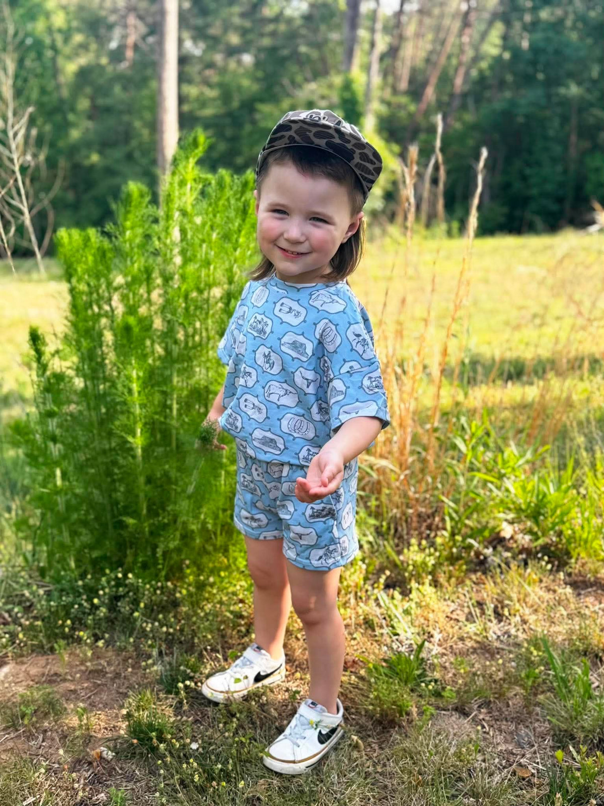 Blue western short set  (FINAL SALE)