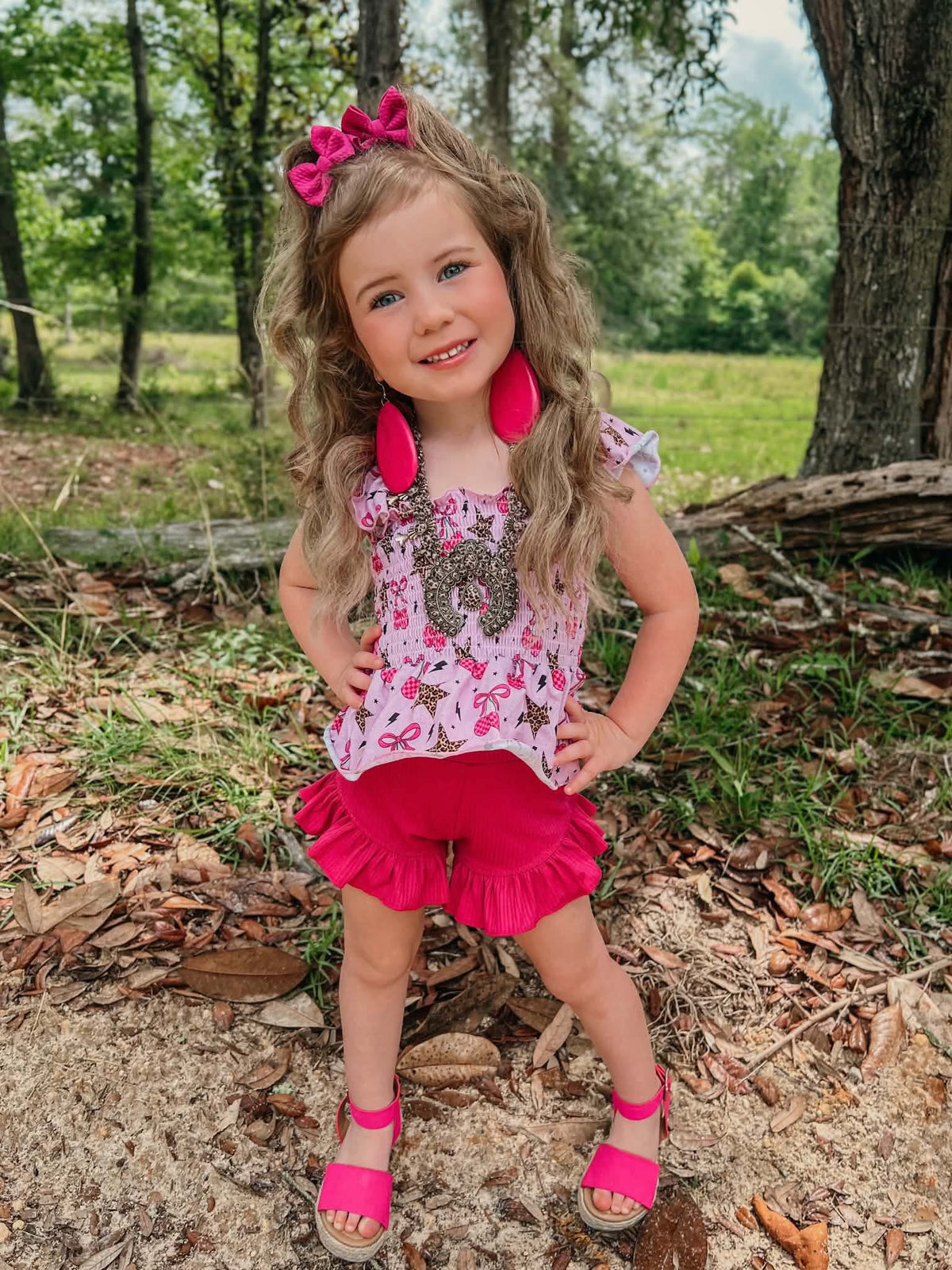 Newborn Wild Cherry Scrunch Top  (FINAL SALE)