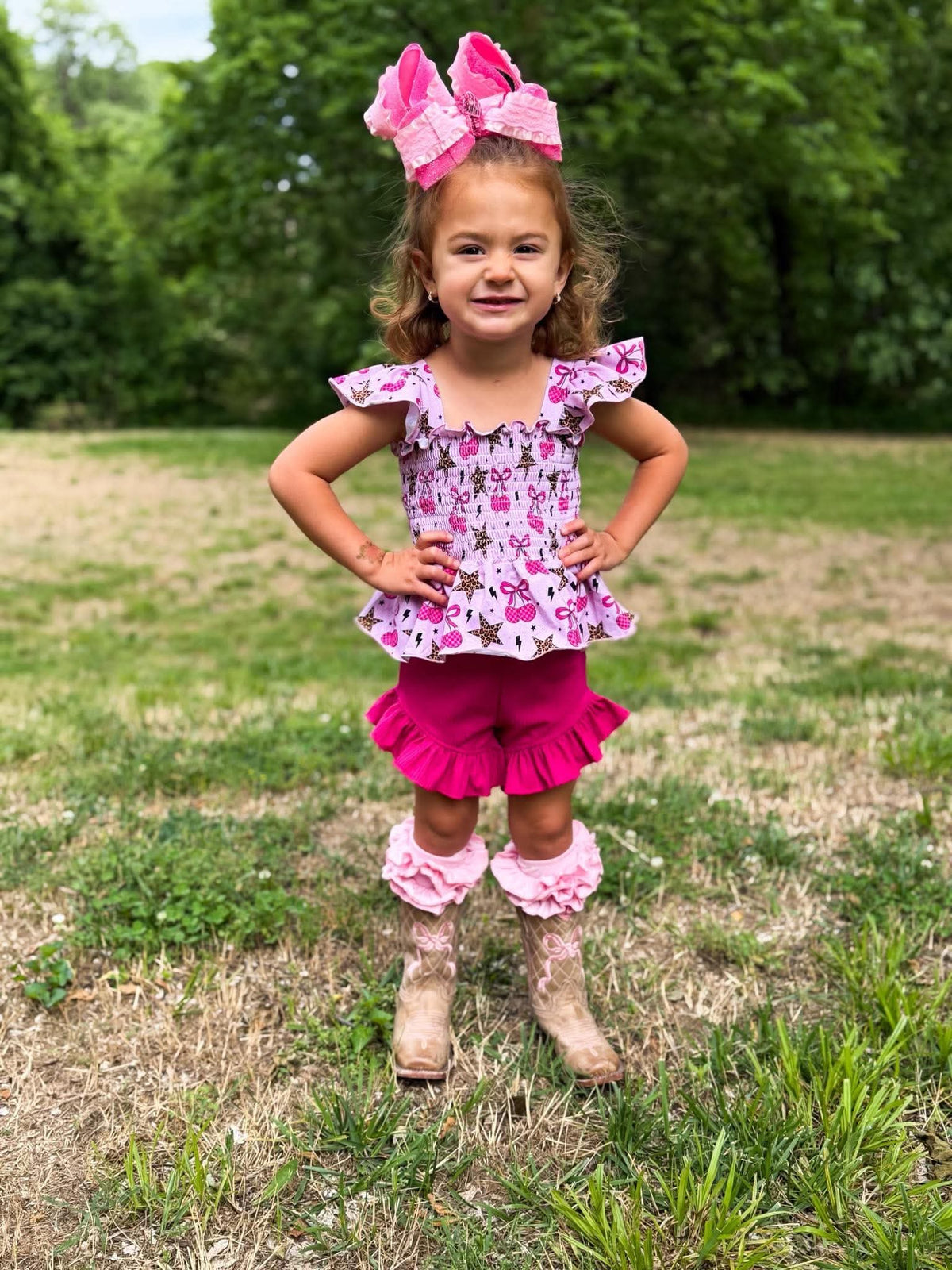 Newborn Wild Cherry Scrunch Top  (FINAL SALE)