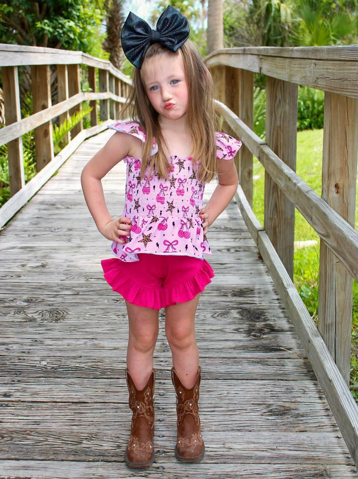 Newborn Wild Cherry Scrunch Top  (FINAL SALE)