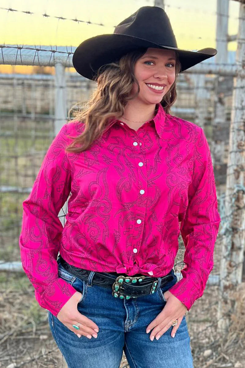 Boot Scootin Button Up Pink