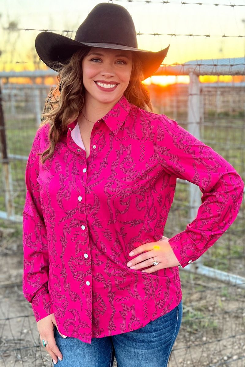 Boot Scootin Button Up Pink