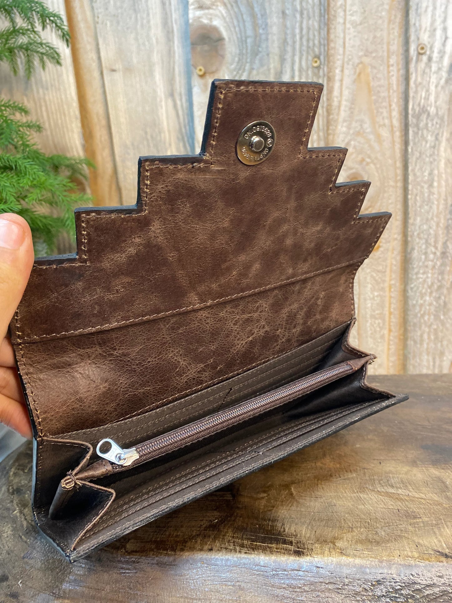 Half Cowhide and Tooled Leather Woman’s Wallet