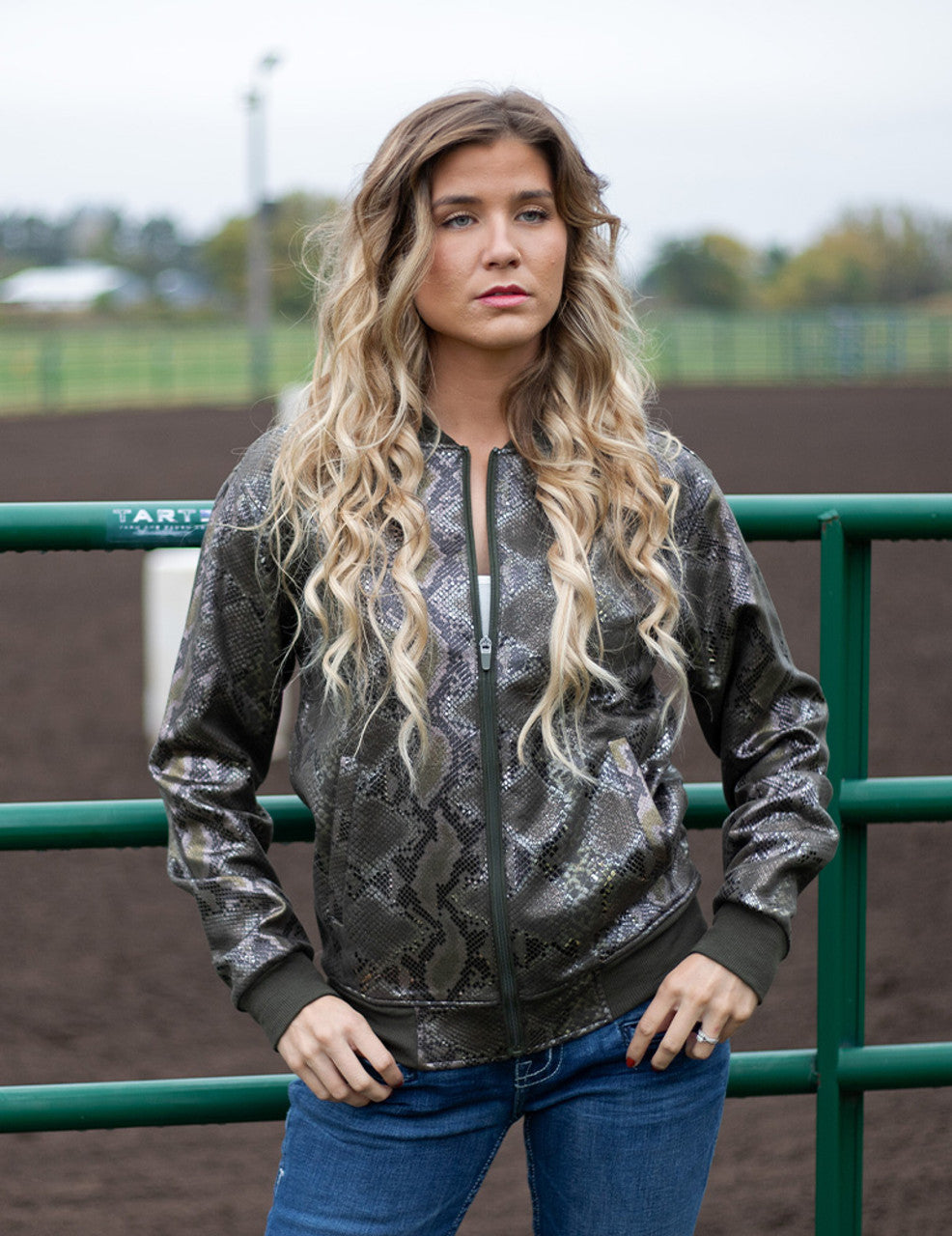 Jacket (Green Snakeskin Mid-Weight Stretch) Cowgirl Tuff