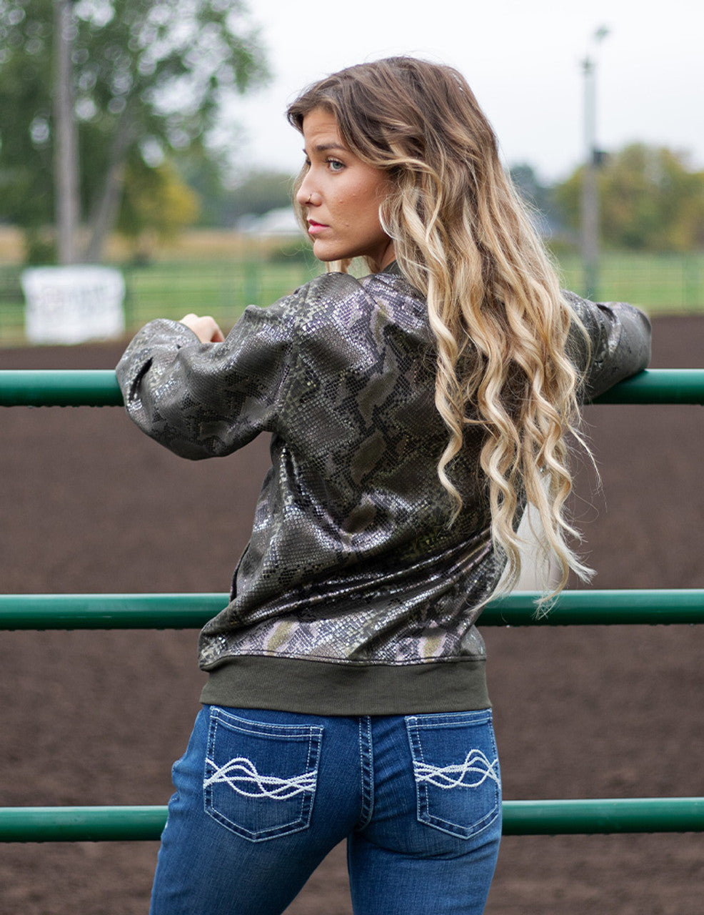 Jacket (Green Snakeskin Mid-Weight Stretch) Cowgirl Tuff