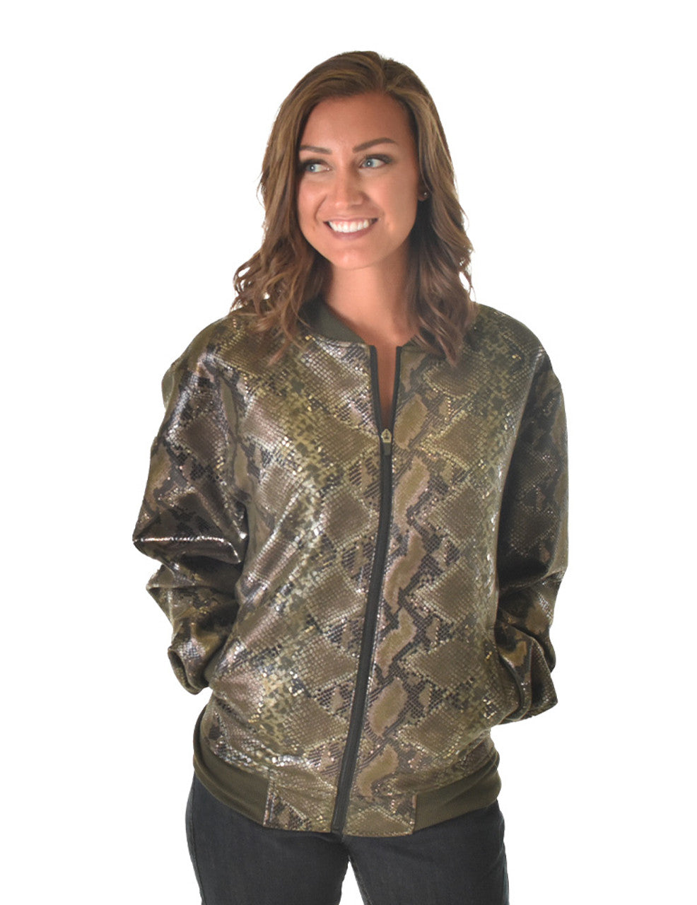 Jacket (Green Snakeskin Mid-Weight Stretch) Cowgirl Tuff