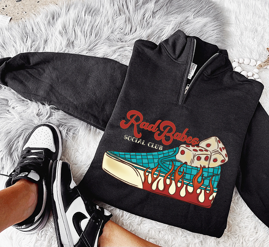 Rad Babes Social Club Collared Quarter Zip