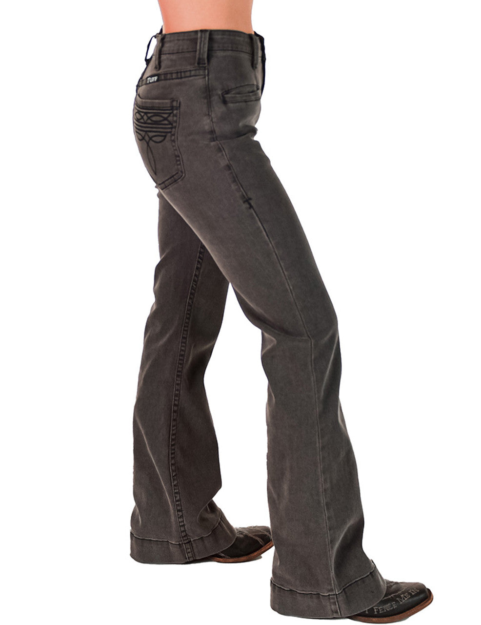 Grey Boot stitch Cowgirl Tuff Jeans