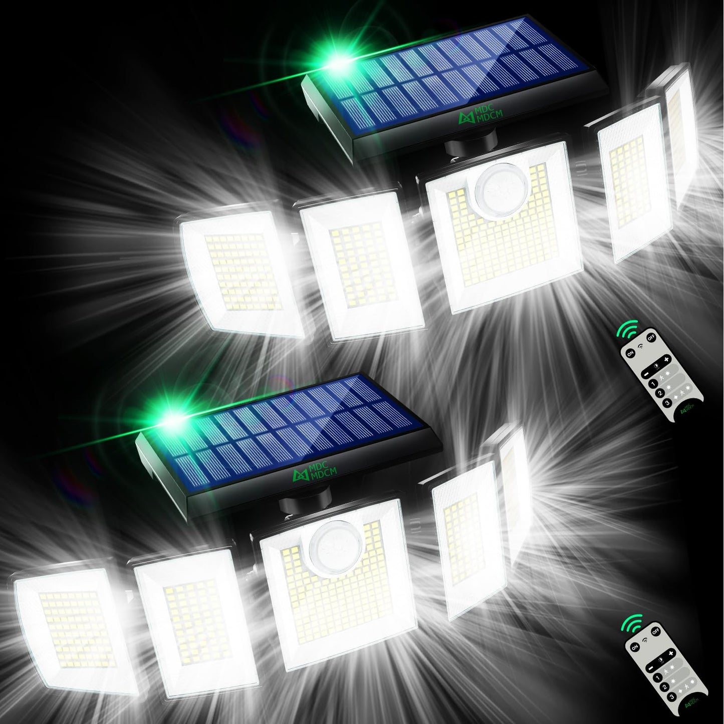 250W Solar Lights Outdoor Waterproof Flood Security Motion Sensor - 496 LEDs 3000 Lumens 360° Illumination- 2Pack