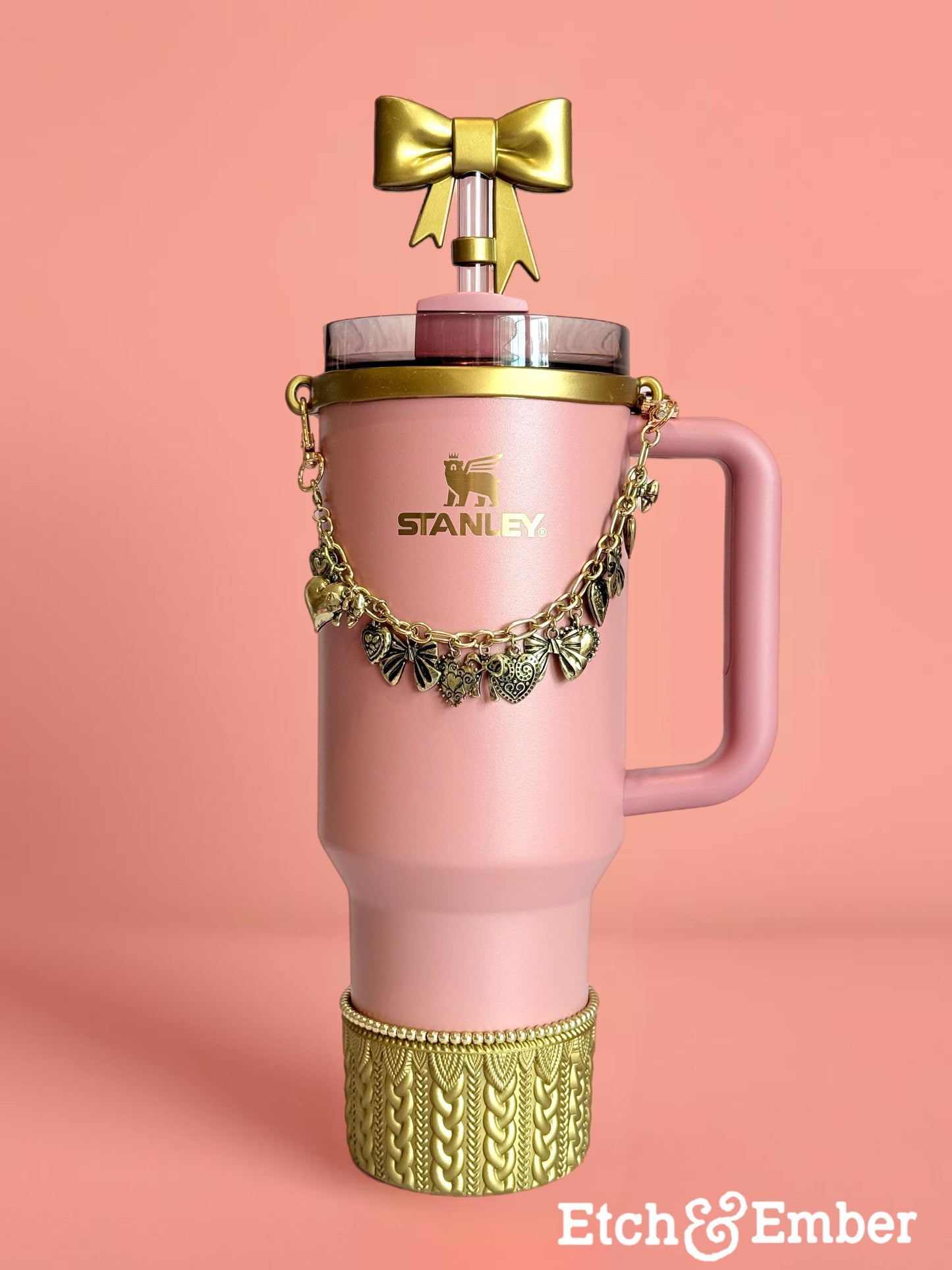 Bronze Metallic 3D Bow Straw Topper