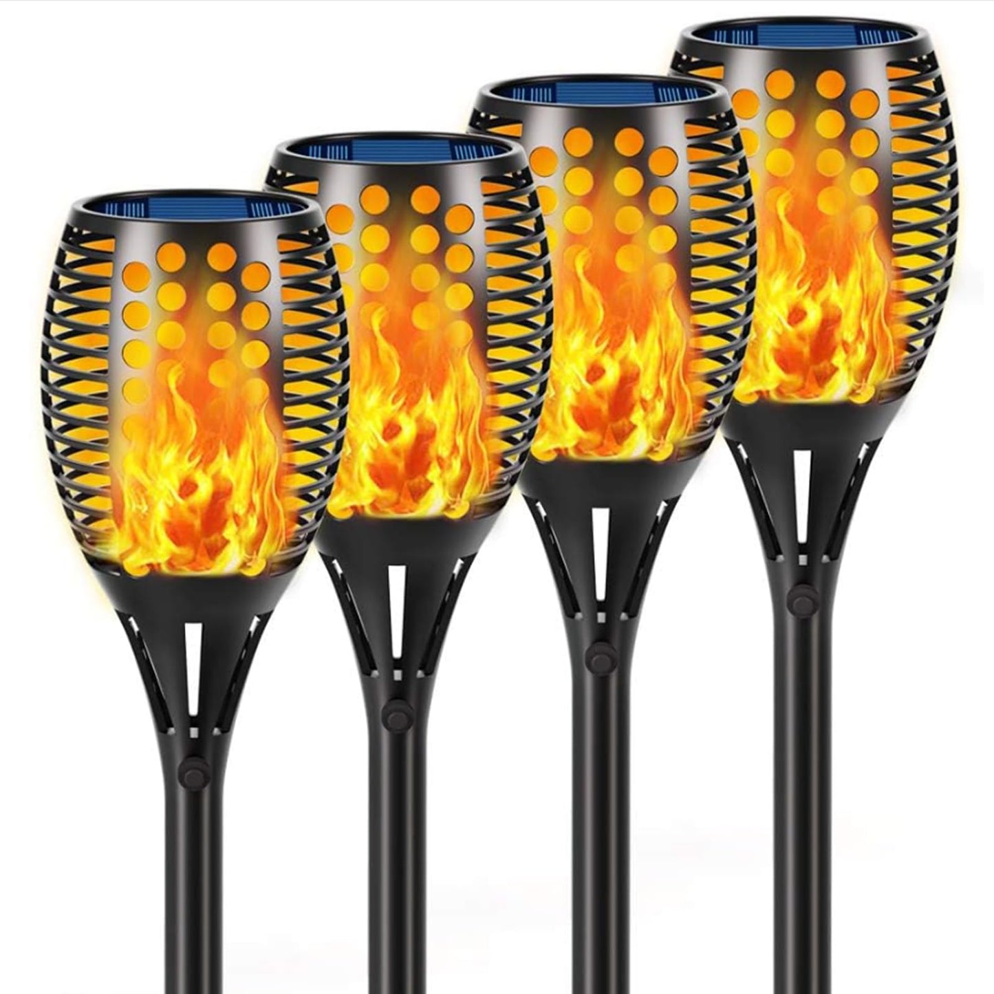 4-Pack Solar Flickering Flames Torch Lights Outdoor Dusk to Dawn Auto On/Off 29 Inch
